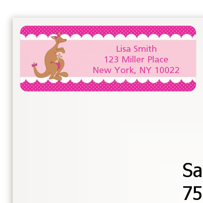 Kangaroo Pink - Baby Shower Return Address Labels