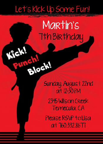 Karate Kid - Birthday Party Invitations