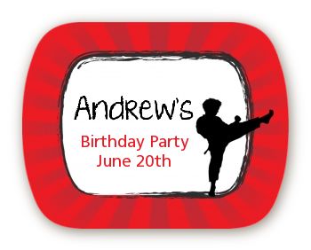 Karate Kid - Personalized Birthday Party Rounded Corner Stickers