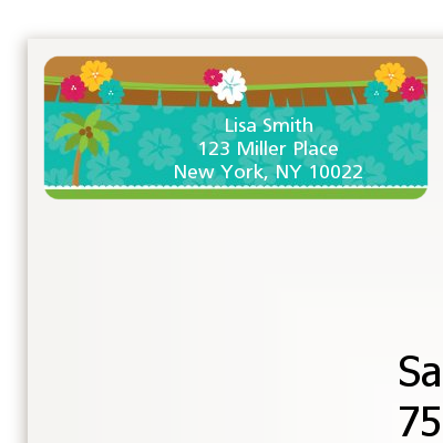 Luau - Baby Shower Return Address Labels