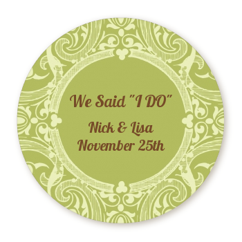  Sage Green - Round Personalized Bridal Shower Sticker Labels 