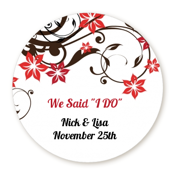  Floral Blossom - Round Personalized Bridal Shower Sticker Labels 