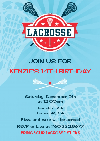 Lacrosse - Birthday Party Invitations