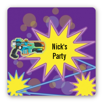 Laser Tag - Square Personalized Birthday Party Sticker Labels