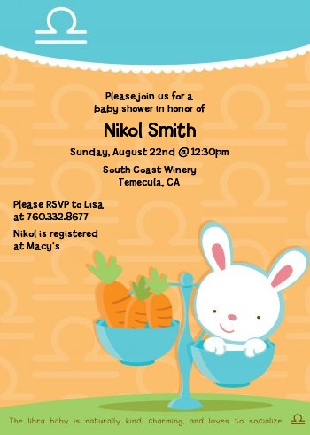 Bunny | Libra Horoscope - Baby Shower Invitations