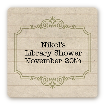 Library Card - Square Personalized Baby Shower Sticker Labels
