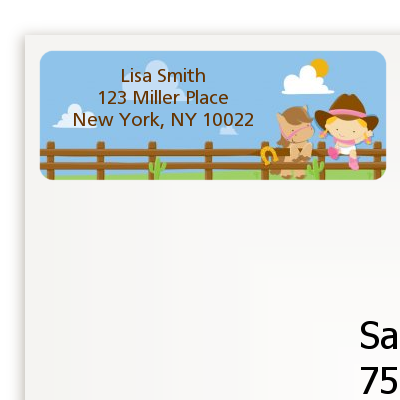 Little Cowgirl - Baby Shower Return Address Labels