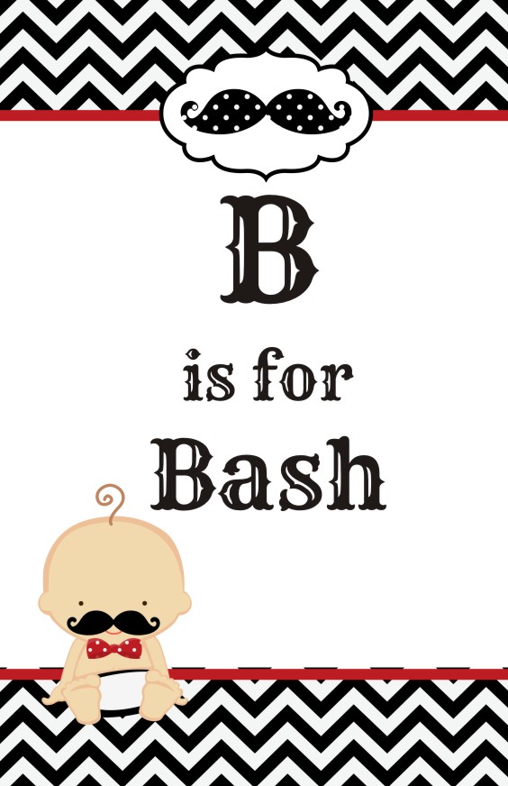  Little Man Mustache Black/Grey - Personalized Baby Shower Nursery Wall Art Caucasian