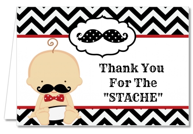  Little Man Mustache Black/Grey - Baby Shower Thank You Cards Caucasian