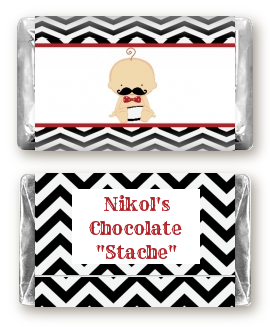  Little Man Mustache Black/Grey - Personalized Baby Shower Mini Candy Bar Wrappers 