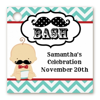  Little Man Mustache - Personalized Baby Shower Card Stock Favor Tags Caucasian