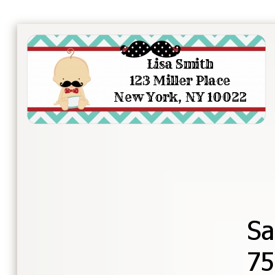  Little Man Mustache - Baby Shower Return Address Labels Caucasian