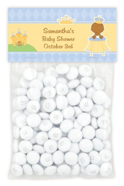 Little Prince African American - Custom Baby Shower Treat Bag Topper