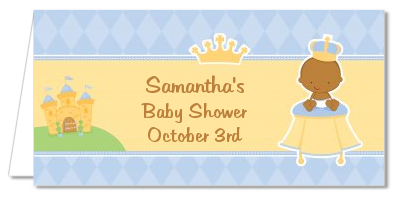 Little Prince African American - Personalized Baby Shower Place Cards