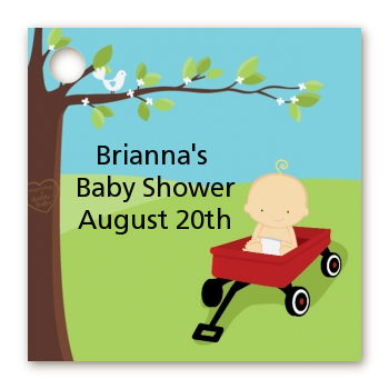 Little Red Wagon - Personalized Baby Shower Card Stock Favor Tags