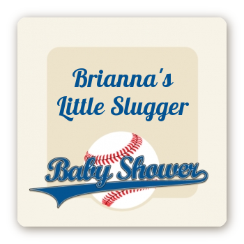 Little Slugger Baseball - Square Personalized Baby Shower Sticker Labels