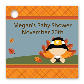 Little Turkey Boy - Personalized Baby Shower Card Stock Favor Tags