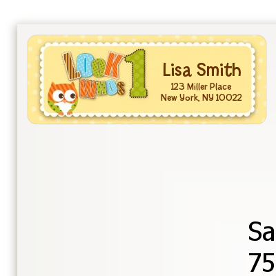 Look Who's Turning One Owl - Birthday Party Return Address Labels