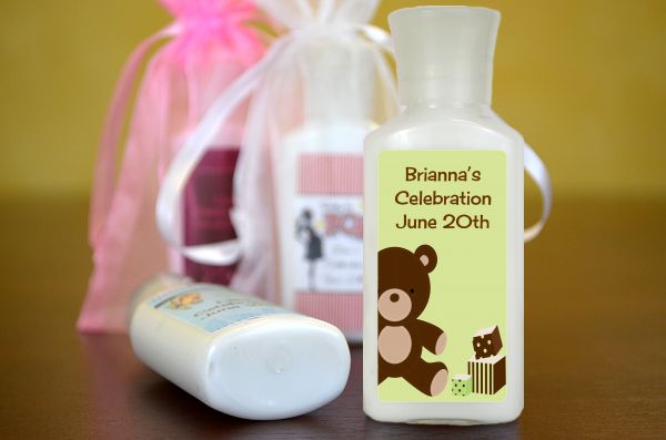  Teddy Bear Neutral - Personalized Birthday Party Lotion Favors Neutral