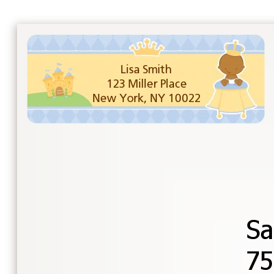 Little Prince African American - Baby Shower Return Address Labels