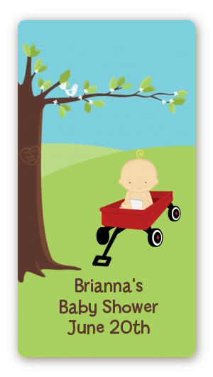  Little Red Wagon - Custom Rectangle Baby Shower Sticker/Labels Caucasian