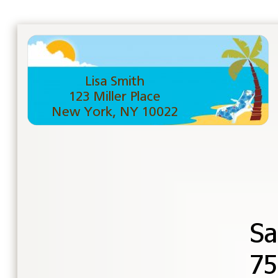 Luau - Birthday Party Return Address Labels