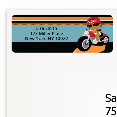 Motorcycle African American Baby Boy - Baby Shower Return Address Labels