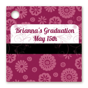 Maroon Floral - Personalized Graduation Party Card Stock Favor Tags