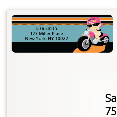 Motorcycle Baby Girl - Baby Shower Return Address Labels