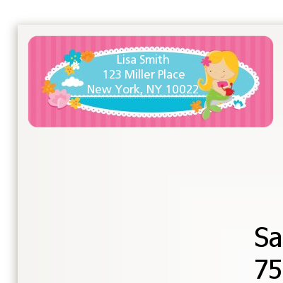 Mermaid Blonde Hair - Birthday Party Return Address Labels