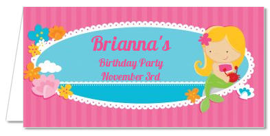 Mermaid Blonde Hair - Personalized Birthday Party Place Cards