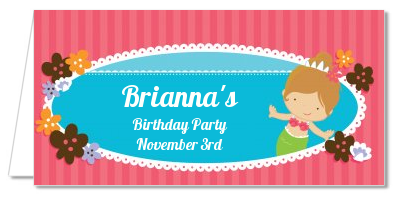 Mermaid Brown Hair - Personalized Birthday Party Place Cards