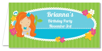 Mermaid Red Hair - Personalized Birthday Party Place Cards