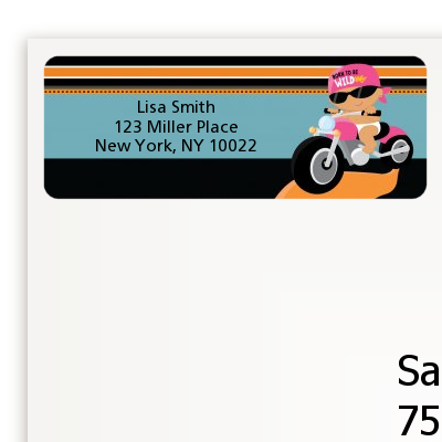 Motorcycle Hispanic Baby Girl - Baby Shower Return Address Labels