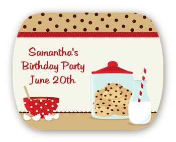 Milk & Cookies - Personalized Birthday Party Rounded Corner Stickers