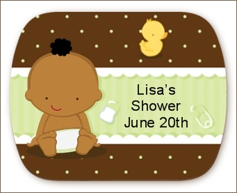 Baby African American - Personalized Baby Shower Rounded Corner Stickers