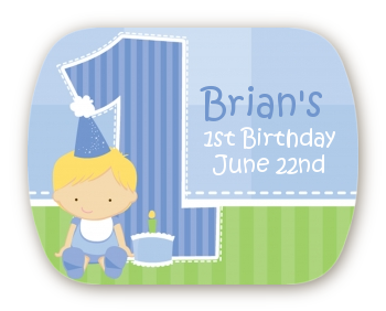 1st Birthday Boy - Personalized Birthday Party Rounded Corner Stickers