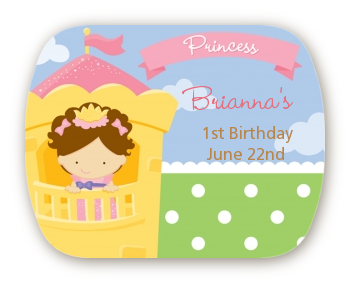 Princess in Tower - Personalized Birthday Party Rounded Corner Stickers