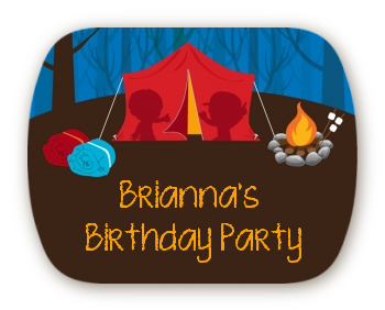 Camping - Personalized Birthday Party Rounded Corner Stickers