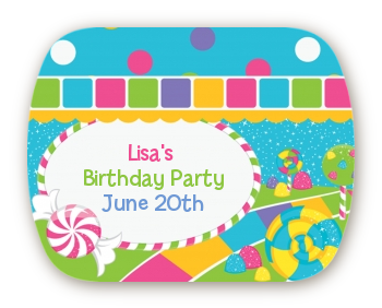 Candy Land - Personalized Birthday Party Rounded Corner Stickers