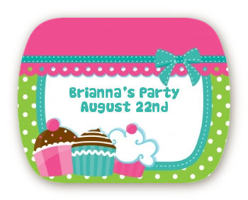 Cupcake Trio - Personalized Birthday Party Rounded Corner Stickers