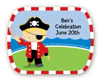 Pirate - Personalized Birthday Party Rounded Corner Stickers