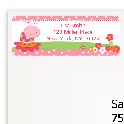 Modern Ladybug Pink - Birthday Party Return Address Labels