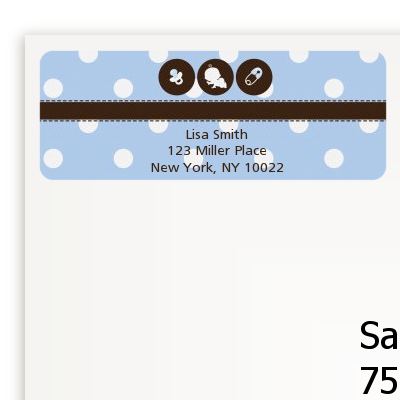 Modern Baby Boy Blue Polka Dots - Baby Shower Return Address Labels