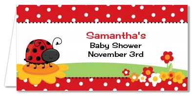 Modern Ladybug Red - Personalized Baby Shower Place Cards