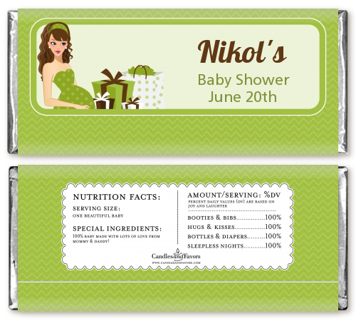  Modern Mommy Crib Neutral - Personalized Baby Shower Candy Bar Wrappers Brown Hair