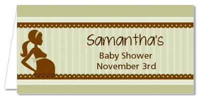 Mommy Silhouette It's a Baby - Personalized Baby Shower Place Cards