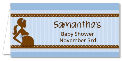 Mommy Silhouette It's a Boy - Personalized Baby Shower Place Cards