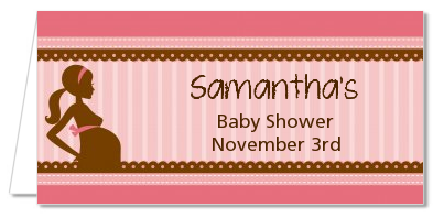 Mommy Silhouette It's a Girl - Personalized Baby Shower Place Cards