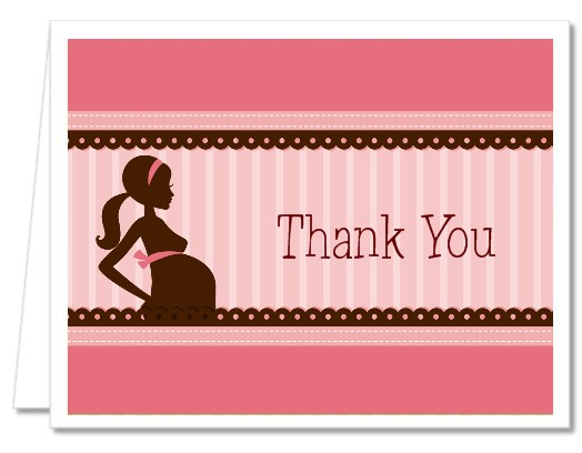  Mommy Silhouette It's a Baby - Baby Shower Thank You Cards Mommy - Green